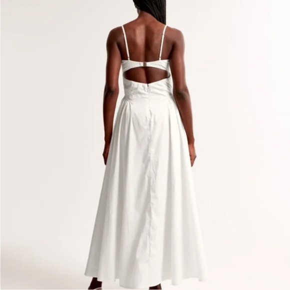 ABERCROMBIE & FITCH Dipped-Waist Sweetheart Maxi Dress White Cut Out NWT - Picture 5 of 16